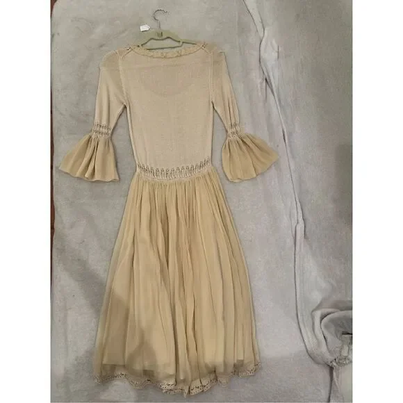 Women’s cream long sleeve dress size M - Picture 8 of 11